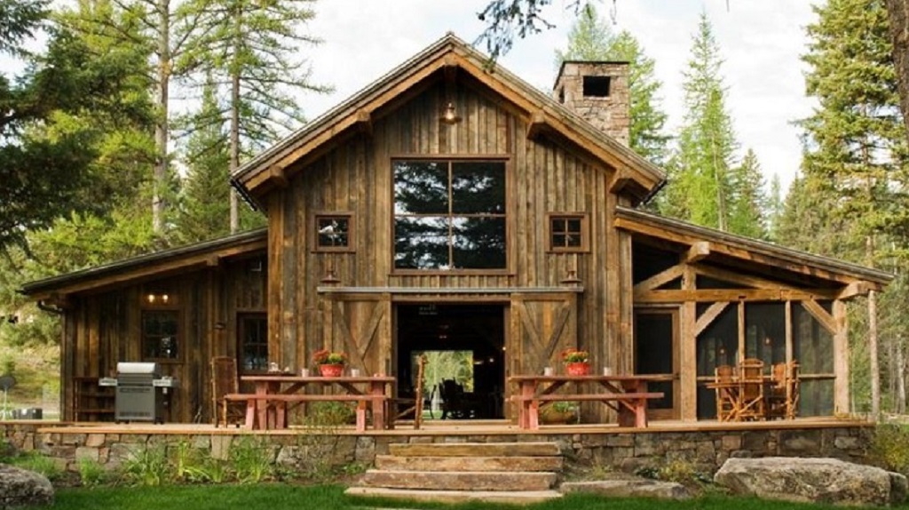 Salvaged wood cabin